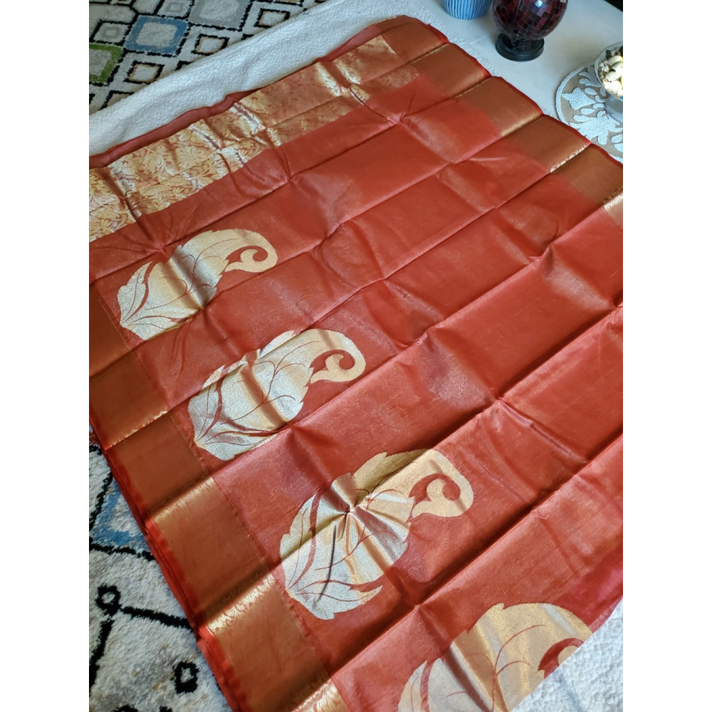 NWOT Women Bengal Silk Cotton Benarasi Saree Handloom Royal Wedding Festive